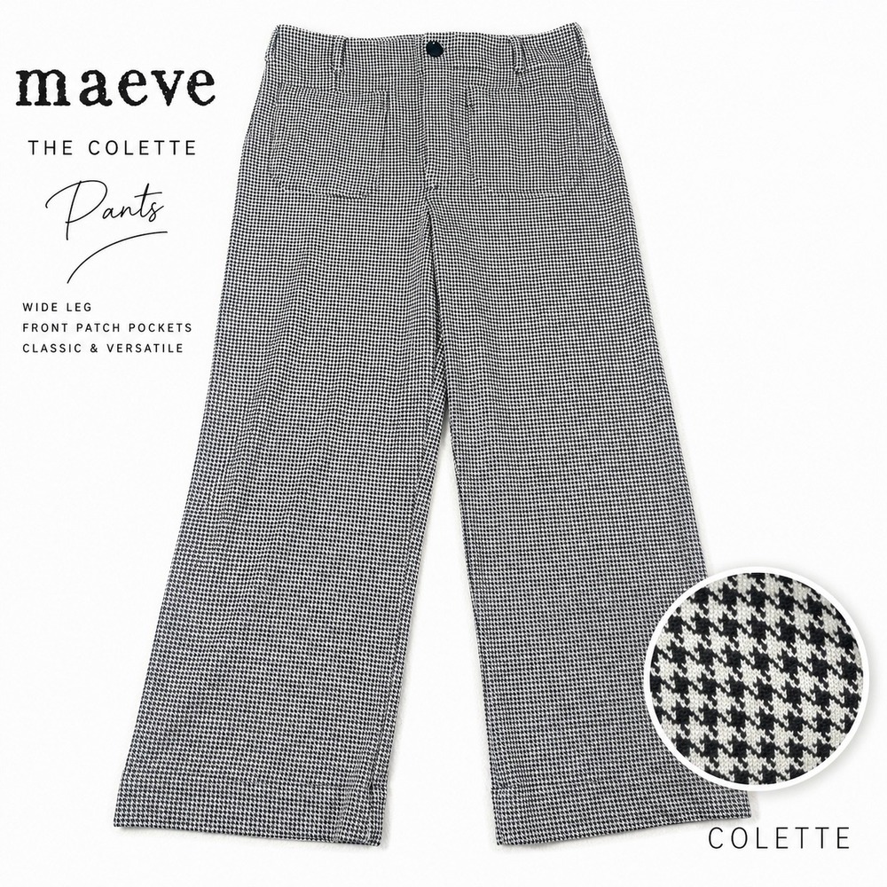 Maeve Colette Houndstooth Wide Leg Pants Womens 32T Black White High Rise Crop